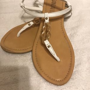SANDALUP Thong Flat Sandals with Ring Metal Buckle for Women Summer White 9 used